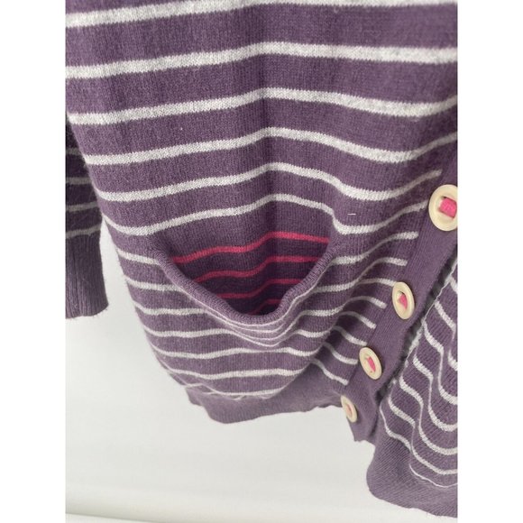 Boden Women's Cardigan US Size 8 Purple Striped Pockets - Picture 4 of 8